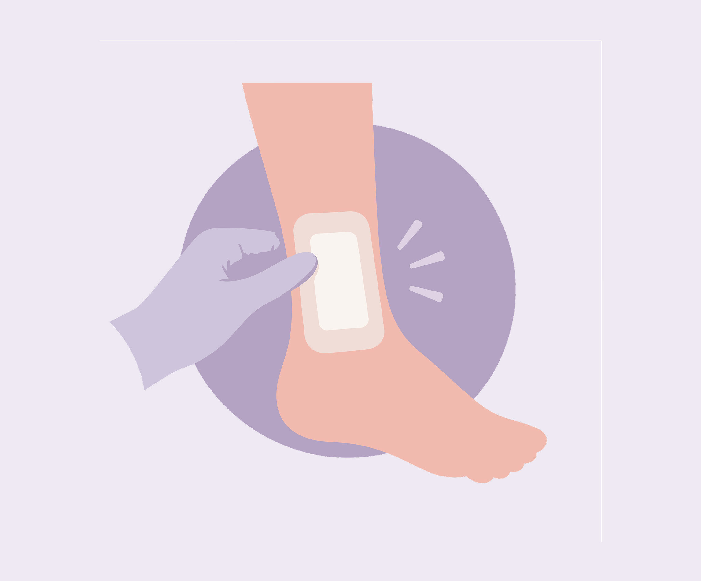 icon of a doctor applying a bandage to a foot with a wound